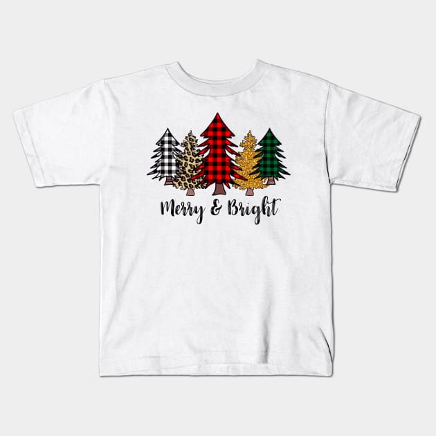 Merry And Bright Kids T-Shirt by Satic